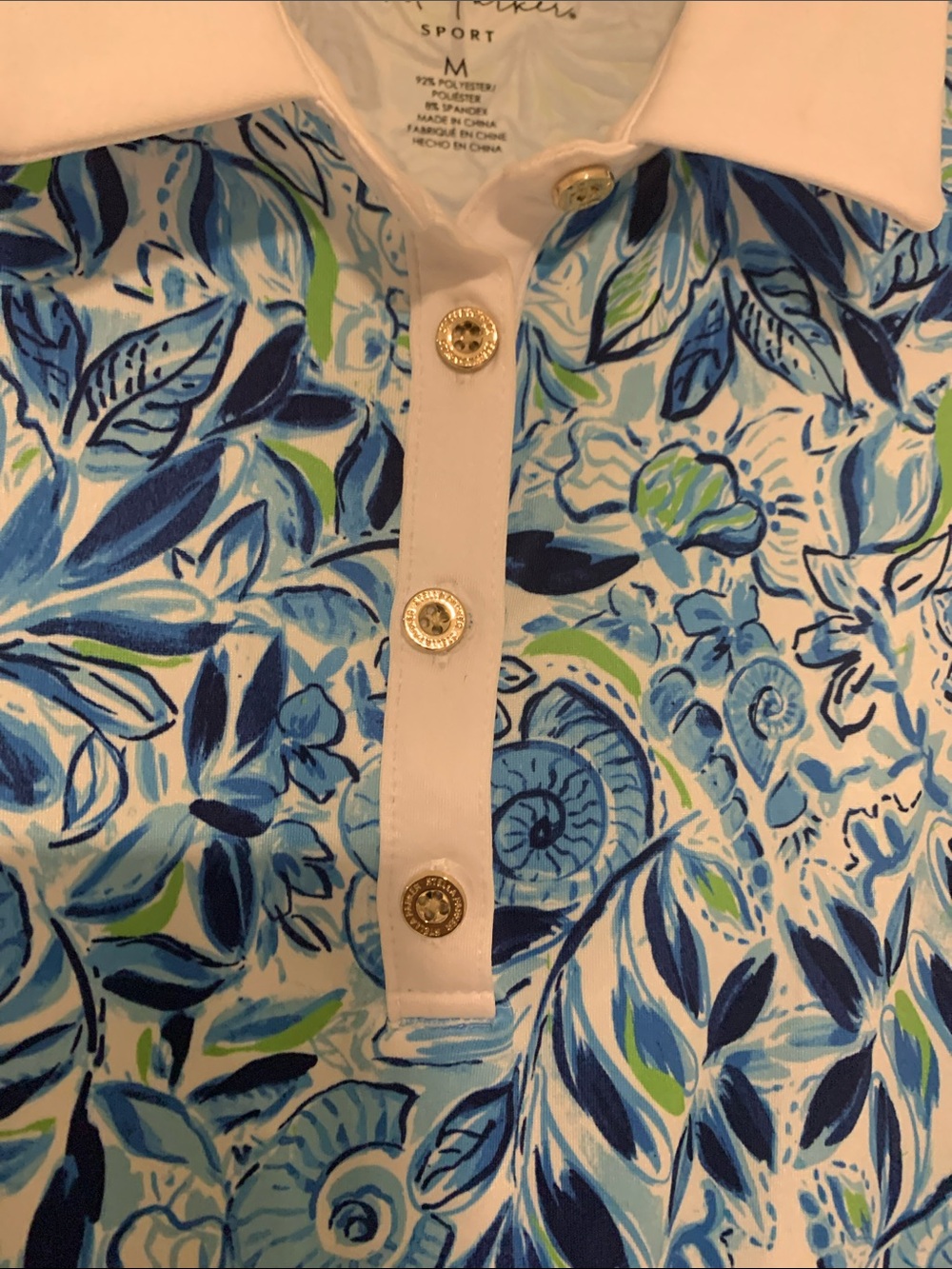 Blue Floral Sleeveless Polo Dress with White Collar - Picture 4 of 6